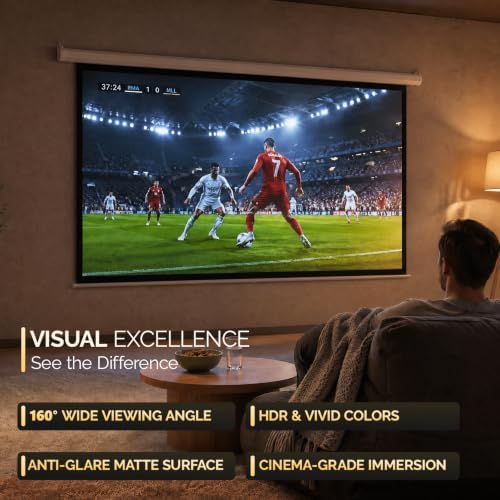 Motorized Projector Screen with Remote Control, No Wrinkles, Without Dents, HD Screen, for Home Theater Office Classroom TV Usage (84in 16:9) - Image 2