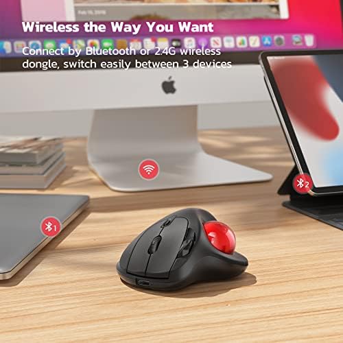 Nulea M501 Wireless Trackball Mouse Ergonomic Thumb Control,4 DPI Levels - Image 4