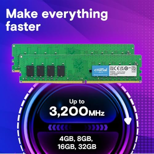 Crucial 16GB DDR4 RAM, 3200MHz (PC4-25600) CL22 Desktop Memory, UDIMM 288-Pin, Downclockable to 2933/2666MHz, Compatible with Intel and AMD Ryzen - CT16G4DFRA32A - Image 2