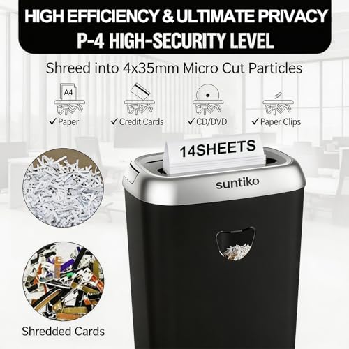 Suntiko 14 Sheet Home Office Cross Cut Paper Shredder Heavy Duty - Image 2