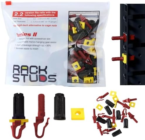 Rackstuds R100 Series II - Server Rack Screws 100 Pack | Cage Nut Replacement | Red 2.22mm/0.086" | A Faster, Easier Solution for Rack mounting Gear in 19" Racks with Square Punched Vertical Rails by Rackstuds