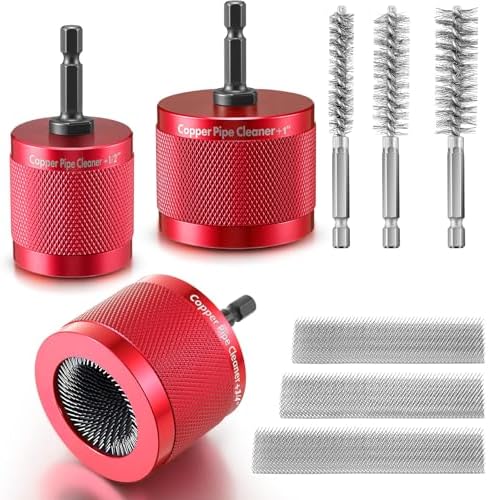 Copper Pipe Cleaner for Drill Set, 1/2", 3/4'', 1", Red by Dreyoo