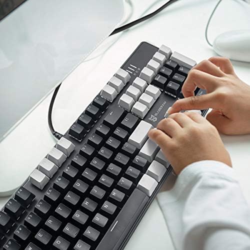 Merdia 104 Keys Full Size Mechanical PC Gaming Keyboard | Hot Swappable LED Backlit Light Up Wired Mechanical Computer Keyboards | Brown Switch US Layout Black & Grey Keycaps Keyboard for Gaming - Image 5