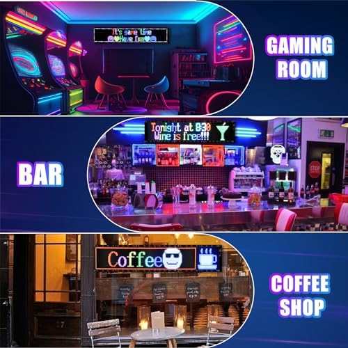Double Row Programmable LED Signs | Business Scrolling LED Sign | Flexible LED Advertising Sign | Bluetooth APP | Custom Editor Text | for Store Bars Hotel (37"x 8") - Image 2