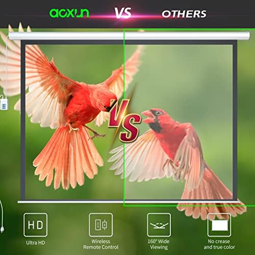 Aoxun Motorized Projector Screen Pull Down with Remote Control 120 inch Electric 4:3 Projection Screen,Video Projection Screens-White - Image 4