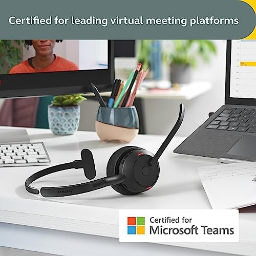Jabra Evolve2 55 Mono Wireless Headset - Features AirComfort Technology, Noise-Cancelling Mics & Active Noise Cancellation - MS Teams Certified, Works with Other Platforms - Black - Image 4