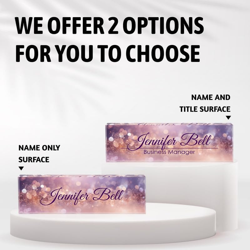 Desk Name Plate Personalized Name Plate for Desk, Office Desk Decor, 3D Style Personalized Plaque Name Plates for Desks Custom Appreciation Gifts for Boss Lady Employee Coworkers (Blissful Purple) - Image 2