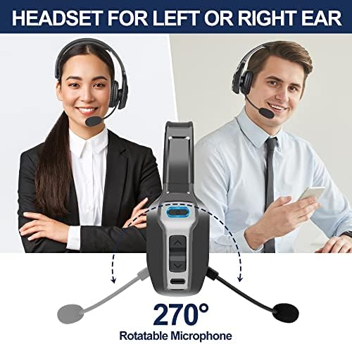 Sarevile Trucker Bluetooth Headset, V5.2 Wireless Headset with Upgraded Microphone AI Noise Canceling, On Ear Bluetooth Headphone with Mute for Driver Office Call Center (Black) - Image 3