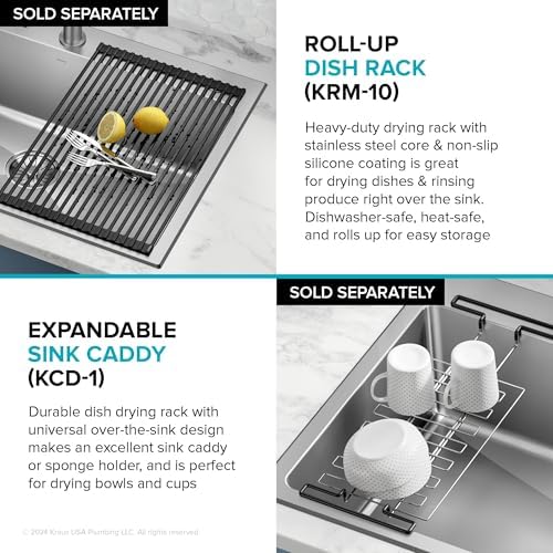 KRAUS Fairlane 25-inch Drop In/Top Mount Single Bowl 18-Gauge Stainless Steel Kitchen Sink, KHT641-25 - Image 2