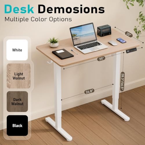 35" Electric Standing Desk, Small Sit Stand up Desk, Light Walnut - Image 3
