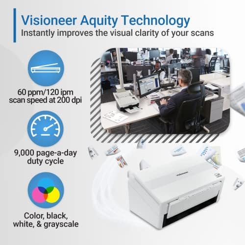 Visioneer Patriot D40 Duplex Scanner for PC and Mac, 70 PPM, Sheetfed 80 Page Automatic Document Feeder (ADF) - Image 3
