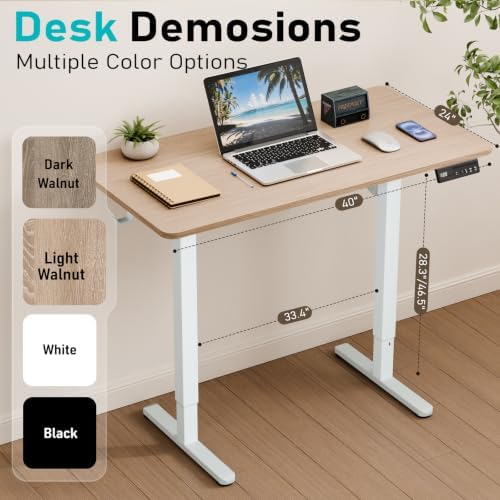 Electric Standing Desk, 40" x 24" Small Sit Stand Desk, Light Walnut - Image 3