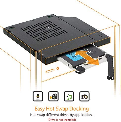 ICY DOCK 2.5" SSD / HDD Hot-Swap SATA Mobile Rack for 9.5mm Ultra Slim CD/DVD-ROM Optical Bay | ToughArmor MB411SPO-2B - Image 2