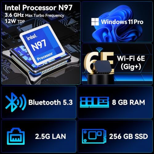 Intel NUC 14, for ASUS NUC 14 NUC14MNK Essential Mini PC, N97 CPU, 8GB RAM, 256GB SSD, Win 11 Pro,Wi-Fi 6E, BT 5.3, Business Desktop for Education,Office, Digital Signage, POS, SMB & Edge Computing - Image 3