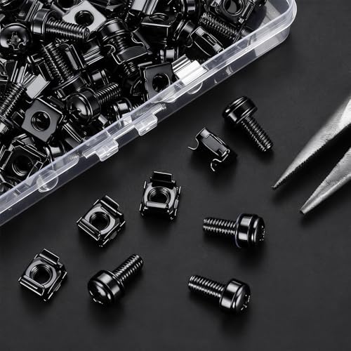 40 Pcs/20 Set Rack Mount Screws and Cage Nuts for Server Rack Cabinet, Black Carbon Steel M6 x 20 mm Screws with Nylon Washers and Cage Nuts, Rack Mount Hardware for Server Racks/Shelves/Cabinets - Image 6