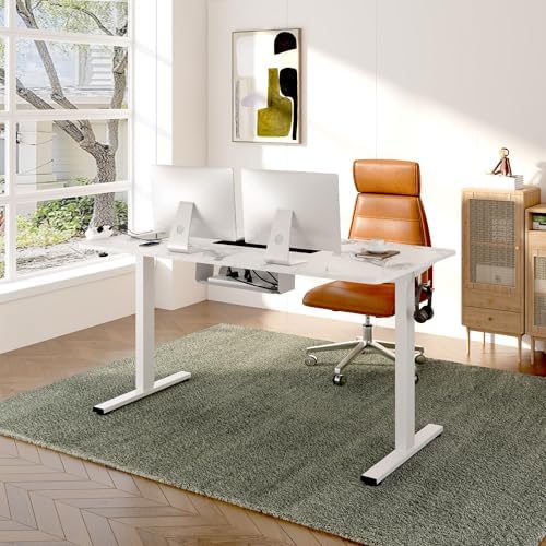FLEXISPOT EN2 48"x30" Whole-Piece Standing Desk with Power Strip, White - Image 2