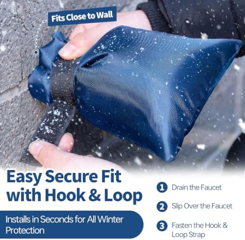 Outdoor Faucet Cover for Winter, 3M Thinsulate Spigot Cover for Winter Freeze Protection, Waterproof, 10" H x 6.3" W Outside Hose Bib Insulated Covers for Wall Taps, 4 Pcs Faucet Socks - Blue - Image 4
