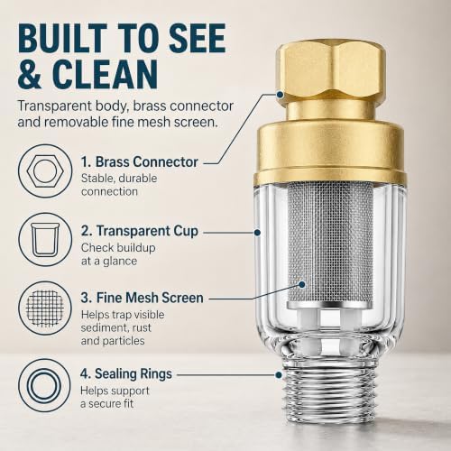 2 Pack Washing Machine Inline Water Filter, Brass Sediment Filter - Image 2