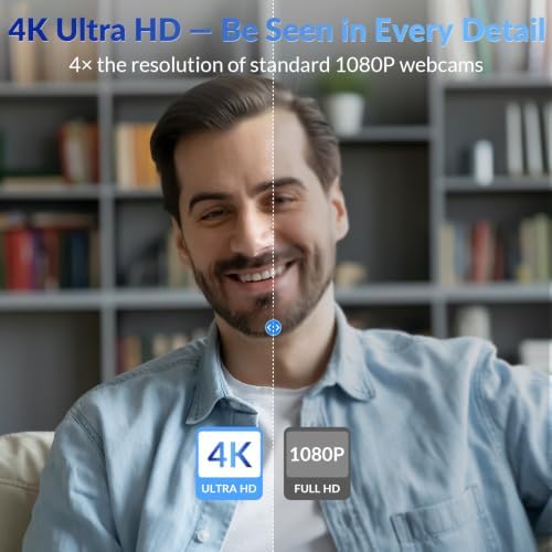 4K Webcam for PC - Ultra 4K HD , PDAF & CDAF Autofocus, 79°FOV, Dual Mics - Image 2