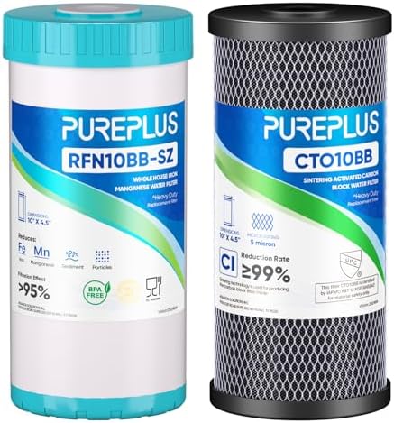 PUREPLUS 10"x4.5" Whole House Water Filter Kit, Carbon Block & Iron Reduce by PUREPLUS
