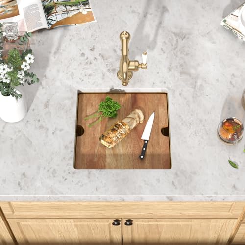 17x17 Inch Gold Undermount Bar Sink, Workstation SS304 Wet Bar Sink - Image 5