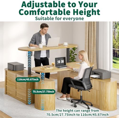 Electric L Shaped Standing Desk, Corner Sit Stand Up Desk, Executive Desk - Image 4