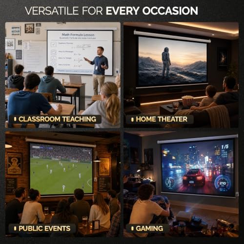 Motorized Projector Screen with Remote Control, No Wrinkles, Without Dents, HD Screen, for Home Theater Office Classroom TV Usage (100in 16:9) - Image 7