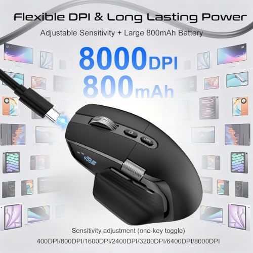 SIBEITU Wireless Bluetooth Mouse, 2.4 Ghz Ergonomic Mouse with OLED Display - Image 4