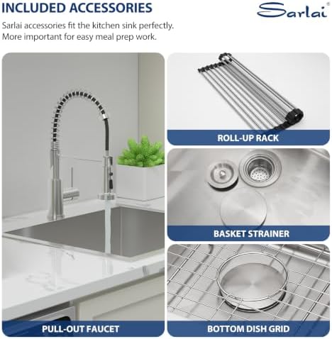 Sarlai 22" x 22" Laundry Sink with Faucet Drop In Kitchen Sinks 12" Deep - Image 6
