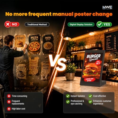 10.1 Inch Android Digital Signage Display, Tabletop Touchscreen Kiosk, Countertop Digital Menu Board with WiFi USB, Desktop Advertising Screen for Restaurants, Retail, Reception - Image 4