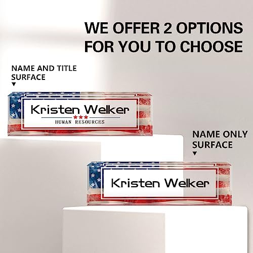 Gowellly Office Desk Name Plate Personalized - Custom Acrylic Name Plates for Desk - Employee Appreciation Gifts - Office Gifts for Teacher,Boss,Nurse,Lawyer,Women Office (Vintage Flag) - Image 6