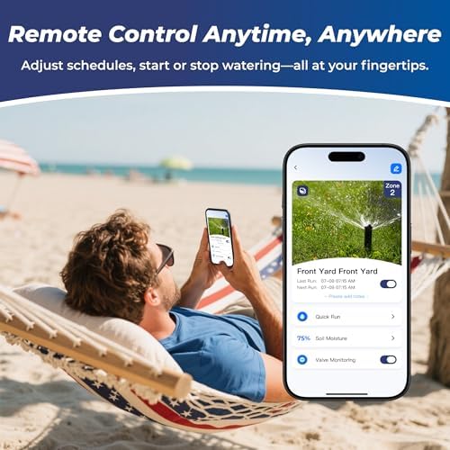 Outdoor Smart Sprinkler Controller 4 Zone, WiFi Automatic Irrigation Timer, Easy-Use App, Flexible Programs, Save Water via Rain, Wind&Freeze Skip, Quick Install, with Alexa - Image 3