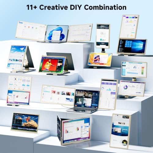 KEFEYA Laptop Screen Extender 15.6", Portable Triple Monitor for Laptops 13-17.3", FHD 1080P 120% sRGB 235° Rotation Detachable Laptop Monitor Extender for Windows/Mac/Dex/Chrome/Surface, Plug n Play - Image 5