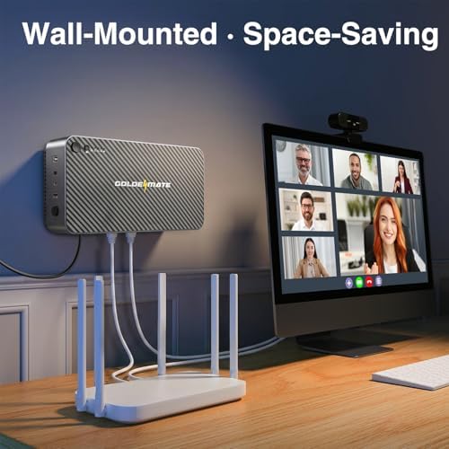 GOLDENMATE 600VA/360W Lithium UPS Battery Backup & Surge Protector, Gray - Image 2