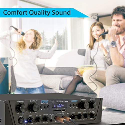 Pyle 500W Karaoke Amplifier with Bluetooth - 4 Channel Stereo Output, Front Panel Aux In, MIC1 / MIC2, Mic Vol with Echo / Talk Over, USB-A, SD/MMC, Sub Out, Rec Out - Home / Commercial -PTA44BT.5 - Image 6