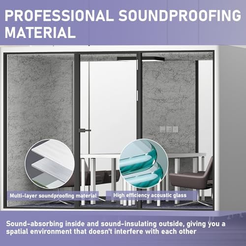 Office Pod Booth with Audio Privacy,Modern Sound Booth with White Modern Style,Sounproof Room with Light,Ventilation,Socket for Meeting Room,Band Practice,Home Gym(118.11IN) - Image 4