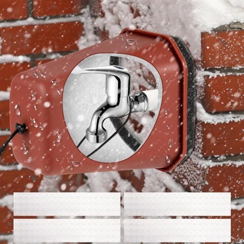 1 Pack 2026 Upgrade Extra Large Outdoor Faucet Cover for Winter Freeze Protection 8.5x7x5.5in Thick Plastic Foam Hose Bib Spigot Cover Winter Insulated with Reflective Strips (Red) by Bornerwhite