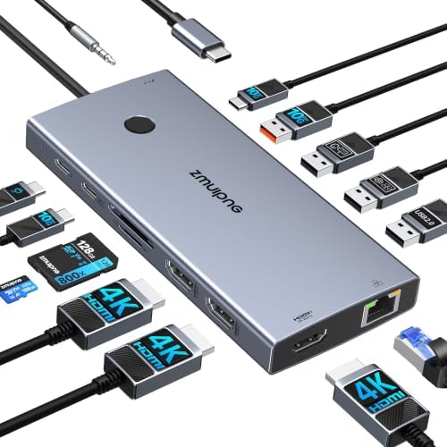 Laptop Docking Station 3 HDMI Monitors, USB C Docking Station Dual Monitor by ZMUIPNG