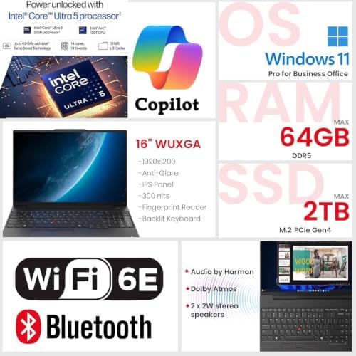 Lenovo ThinkPad E16 Gen 3 Business Laptop Computer, Intel Ultra 5 225H - Image 2