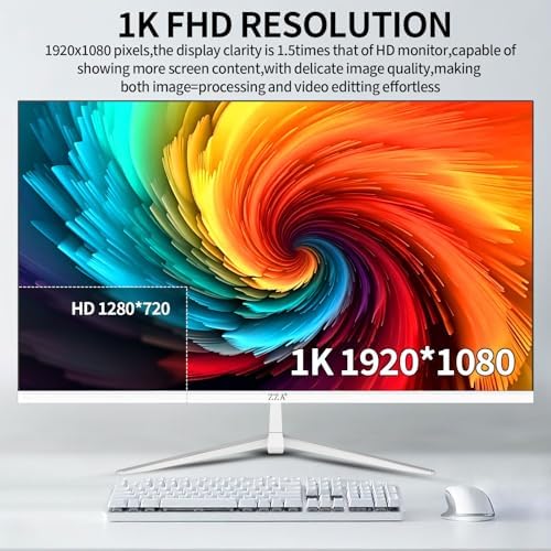 ZZA 32 Inch Flat Computer Monitor 60Hz, FHD 1080p VA Panel, Borderless Display, Supports AMD FreeSync, HRD10, 100% sRGB, HDMI and VGA Ports, Supports Wall Mounting (100mm × 100mm), White - Image 3