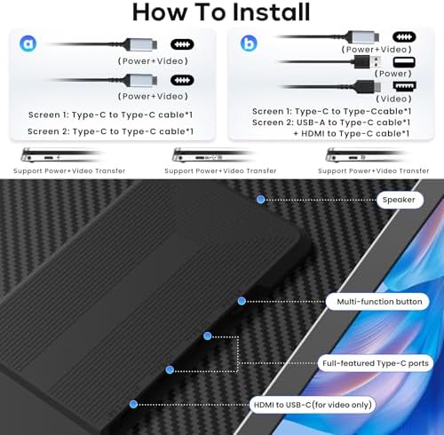 Laptop Screen Extender, 15.6'' 1080P FHD Laptop Monitor Extender with 235°Rotation Detachable Dual Monitor, Plug & Play, Triple Screen for 13"-17.3" Laptops Compatible with Mac/Wins/Android/Dex - Image 4