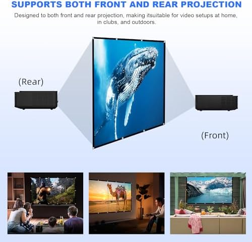 130 inch Projector Screen, Projection Screen Foldable Washable Anti-Crease Portable Projector 4K Indoor Outdoor 16:9 HD Rear Front Movies Screen for Home Theater Office Classroom - Image 4