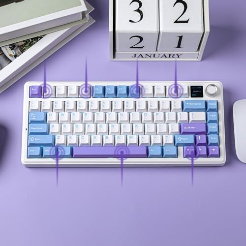 EPOMAKER X Aula F75 MAX Wireless Mechanical Keyboard with TFT Screen and Knob, Gasket Gaming Keyboard in 75% Layout, Hot Swappable, RGB Backlight, for PC/Mac/Linux (Blue&White&Purple) - Image 6