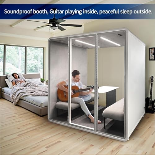 Soundproof Office Pod Booth, Quiet Meeting Pod with Acoustic Panels, Sound Proof Room with Desk, Portable Removable Working Booth for Private Phone Calling, Study, 4 to 6 People L Size H92in W91in D70 - Image 5
