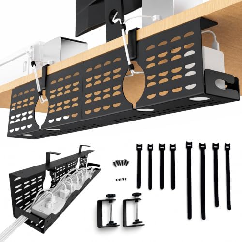 Under Desk Cable Management Tray, Expandable Metal Organizer by aismile