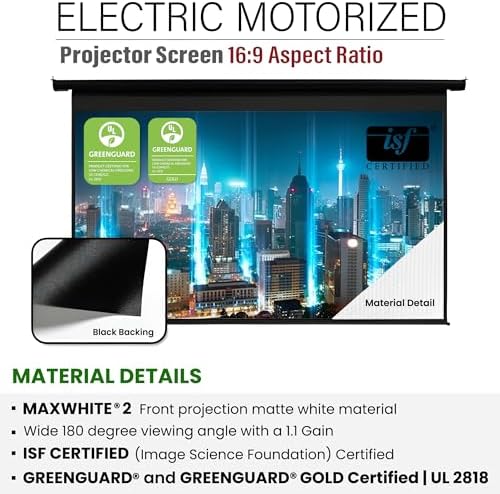 Akia Screens 110" Motorized Projector Screen 16:9 – 8K/4K HD Electric Drop Down Screen with Remote, Ceiling or Wall Mount – AK-MOTORIZE110H2 - Image 2