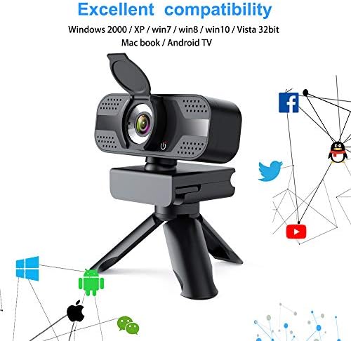 Webcam with Microphone for Desktop, 1080P HD USB Computer Cameras with Privacy Cover&Webcam Tripod, Streaming with Flexible Rotatable Wide Angle Webcam for PC Zoom Video/Gaming/Laptop/Skype - Image 6