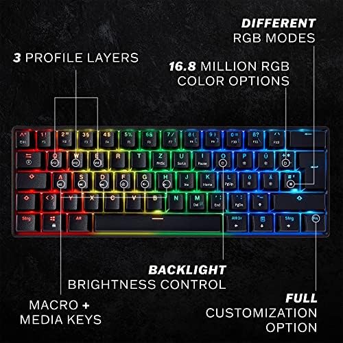 HK GAMING GK61 Mechanical Gaming Keyboard - 61 Keys Multi Color RGB Illuminated LED Backlit Wired Programmable for PC/Mac Gamer Tactile (Gateron Optical Brown) - Image 2