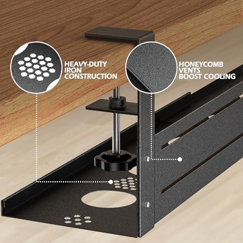 Under Desk Cable Management Tray - 18-29in Retractable Iron Cord Organizer, No-Drill Installation with Anti-Slip Pads, Desk Cable Tray for Office, Gaming,Standing Desks(Black) - Image 2