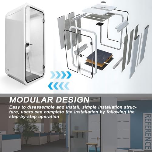 Office Pod Booth with Audio Privacy - Portable Sound Booth Includes Diamond Shaped Frame Design,Separate Room with Light,Fans, USB Port for Study,Telephone Booth(39.76IN) - Image 6